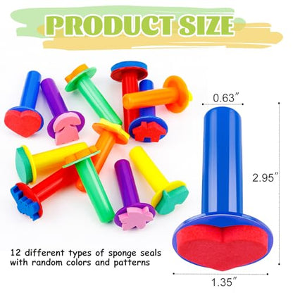 24Pcs Paint Stamps for Kids, Sponge Brushes for Painting | Sponge Foam Stamps for Early Learning Finger Paint Sponge Brushes Foam Art Drawing Tools - style: 3F-StamperSponge24PCS