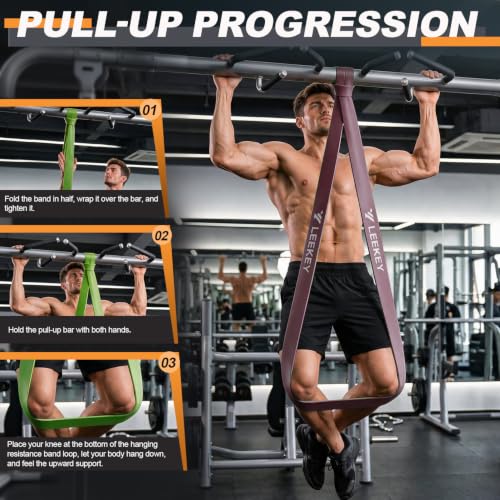 Resistance Bands for Pull Up Assist, Stretch Bands & Exercise Workout Set - color: 5-125LBS ORANGE+GRIP