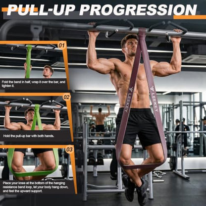 Resistance Bands for Pull Up Assist, Stretch Bands & Exercise Workout Set - color: 5-125LBS ORANGE+GRIP