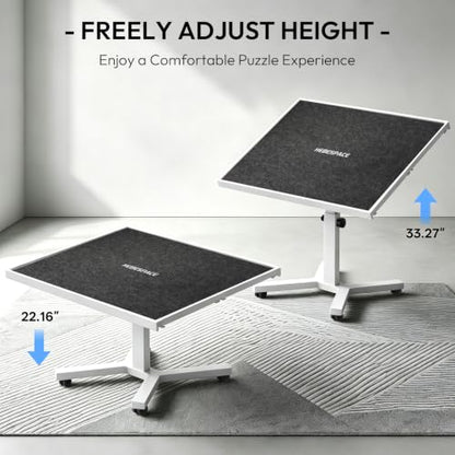 1500 Piece Jigsaw Puzzle Table with Legs, 35.43"x27.87" Metal Puzzle Tables for Adult (Stability Tested & Ergonomic), Adjustable Height & Tilt Angle, Wooden Puzzle Board with 4 Drawers & Cover - color: White（1500pcs）