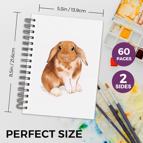 Funto Watercolor Pad 5.5x8.5, 30 Sheets, 140lb/300gsm, Double-Sided Cold Press, Spiral Bound, Heavyweight Paper for Watercolor Painting - color: 5.5x8.5-Purple-1 Pack