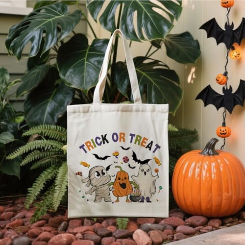 Canvas Bag for Women Grocery Shopping Travel Gym Weekender Vacation Womens Work Tote Bag Gifts - color: Trick Or Treat 2