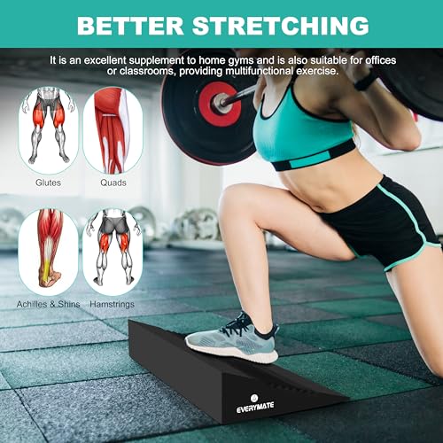 EVERYMATE Slant Board Calf Stretcher, Non-Slip Heel Elevated Squat Wedge Block for Weightlifting and Calf Stretching, Knees Over Toes Equipment 1000LB - color: EVA-20 degrees