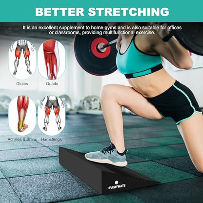 EVERYMATE Slant Board Calf Stretcher, Non-Slip Heel Elevated Squat Wedge Block for Weightlifting and Calf Stretching, Knees Over Toes Equipment 1000LB - color: EVA-20 degrees