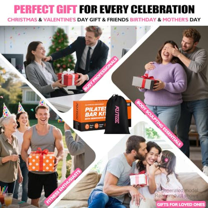 KUTIZE Pilates Bar Kit with Resistance Bands, Pilates Equipment, Multifunctional Pilates Bar for Women & Men, Pilates kit for Hip, Back, Arm, Full-Body Workouts, Home Gym Strength Training Equipment - style: Pink