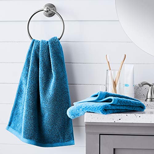 Amazon Basics 8-Pack Lightweight Quick-Dry Hand Towels, 100% Cotton, 28" x 16", Lake Blue - color: Lake Blue, size: Hand Towel, style: Hand Towel (Pack of 8)