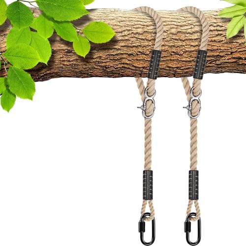 SELEWARE 6.5ft Tree Swing Rope, Adjustable Hammock Straps Hanging Kit - color: Beige - 2 Pack, size: 6.5ft