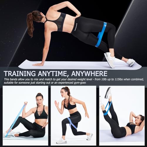 Lianjindun Loop Resistance Exercise Bands Set for Home Gym, Set of 5 - color: Gradient Blue Set