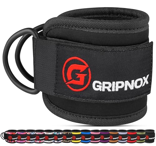 Ankle Strap for Cable Machine – Adjustable Neoprene Padded Ankle Cuff for Glute Kickbacks, Leg Extensions, Hip Abductors & Lower Body Workouts, One Size Fit for Women & Men - color: Black - Single