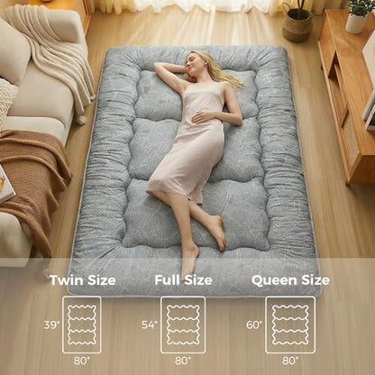 XICIKIN 2.5" Japanese Floor Mattress, Japanese Futon Mattress - color: Grey Feather, size: Full（80" x 54"）