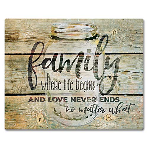 CounterArt Family Time 3mm Tempered Glass Cutting Board 12" x 15" | Serving Board, Charcuterie Board, Countertop Protection - color: Family Time