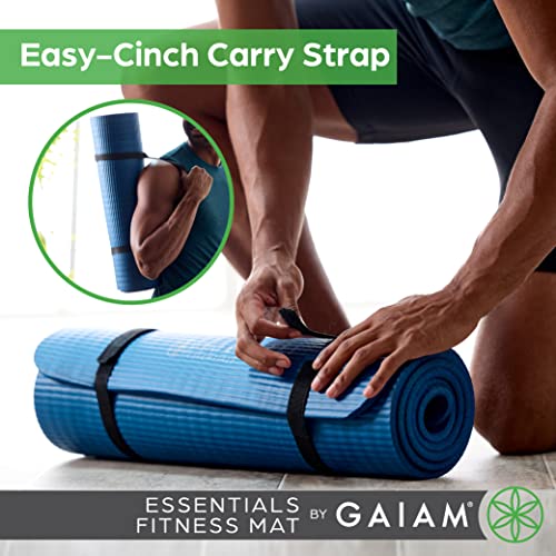 Gaiam Thick Yoga Mat, Exercise & Fitness Mat with Easy-Cinch Carrying Strap - color: Purple, size: 2/5" (10MM)