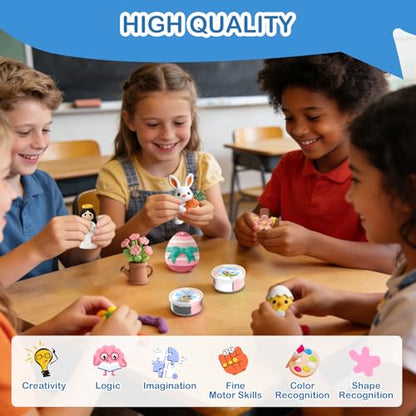 Easter Air Dry Clay for Kids,12 Boxes Modeling Magic Clay Kit with Sculpting Tools Tutorials, Safe & Non-Sticky DIY Craft Kit for Easter Basket Stuffers Gifts - color: Clay Easter Kit