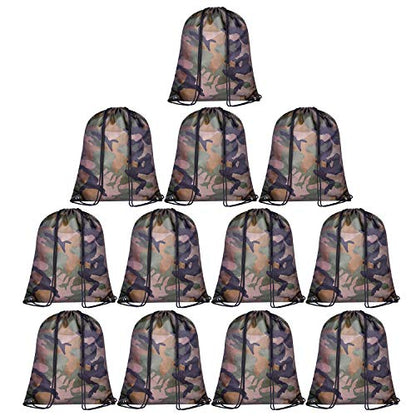 KUUQA 12 Pack Camouflage Drawstring Backpack Bulk String Backpack - color: Camouflage