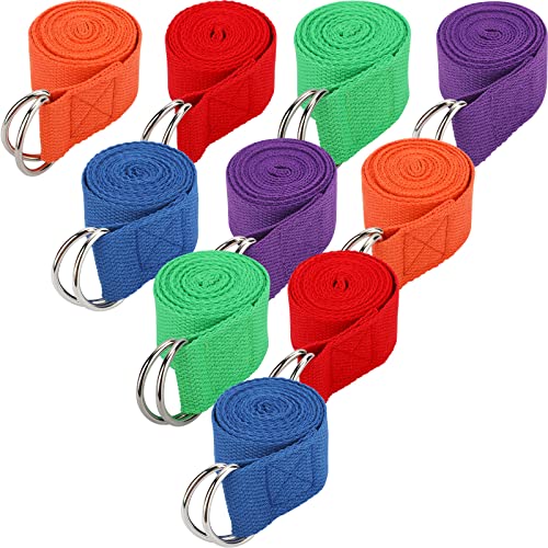 Jerify Yoga Strap for Stretching Bulk 6ft Exercise Stretch Band with Metal D Ring Adjustable Pilates Non Elastic Yoga Belt for Women Men Physical Fitness Gym Workout Dance - color: Multicolor