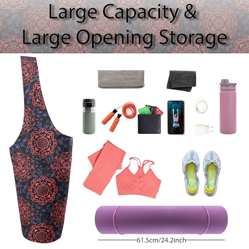 Yoga Mat Bag Yoga Tote Bag with Large Pocket and Zipper Pocket Yoga Mat Bag Carrier Fit Most Size Mats and All You Stuff - color: red blue