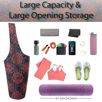 Yoga Mat Bag Yoga Tote Bag with Large Pocket and Zipper Pocket Yoga Mat Bag Carrier Fit Most Size Mats and All You Stuff - color: red blue
