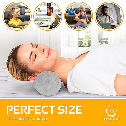 AllSett Health Firm Cervical Neck Roll Memory Foam Pillow, Bolster Pillow, Round Neck Support for Sleeping | Bolster for Bed, Legs, Back and Yoga - style: 17x4 Inch, Firm