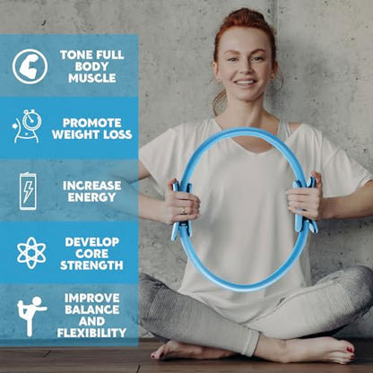Syhood Pilates Ring 11. 81 Inch Pilates Circle Yoga Ring Magic Lightweight Flexible Workout Equipment for Fitness Physical Therapy Resistance Exercise Arms Legs - color: Blue