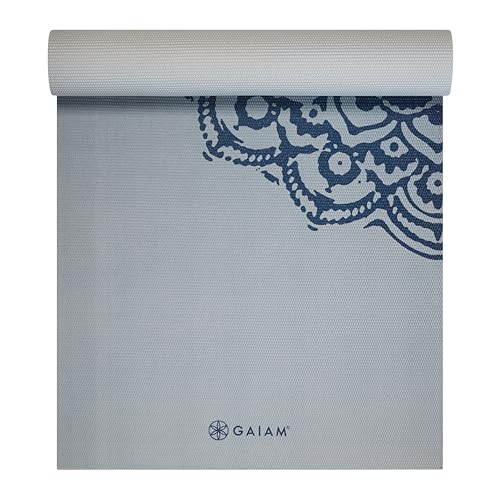 Gaiam Premium Yoga Mat, 6mm Thick Print Mat - color: Indigo Fade