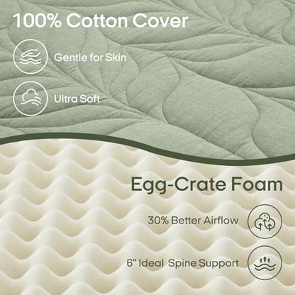 ZonLi Japanese Floor Mattress Futon Mattress Queen Size 6 Inch Thick - color: Green, size: Queen (80"L x 60"W x 6"Th)