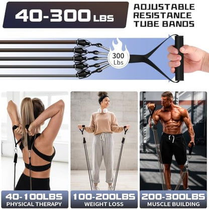 WHATAFIT Resistance Bands with Handles, 5-Level Exercise Bands for Workout - color: Deep Gray