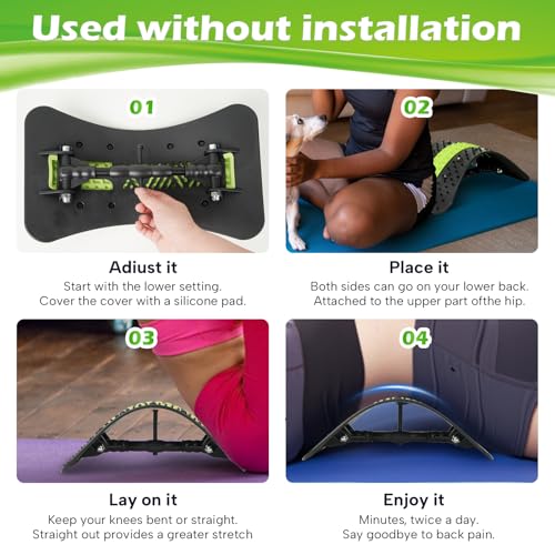 Back Stretcher, Pneumatic Inflatable Lumbar Support Board with Hand Pump & Release Valve, Stepless Height Adjustment, Decompression-Style Stretching, Cracking Device Alternative (Green) - color: Green