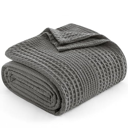 PHF Lightweight Waffle Weave Blanket King Size for Bed Grey 104"x90" - color: Grey, size: King(104"x90")