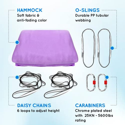 Yes4All Aerial Yoga Hammock 5.5 Yards, 198 Inches Height Aerial Silks, Yoga Trapeze Increasing Strength, Flexibility and Balance - color: A. Lavender