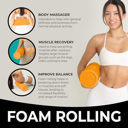 Oceanfoam Tidal Roller - Gold - Muscle Massage Foam Roller for Back Pain & Stretching - Firm and Ergonomic Wide Wave Textured - Yoga, Athletics, & Wellness - Full Size, 20" x 5" - color: Gold