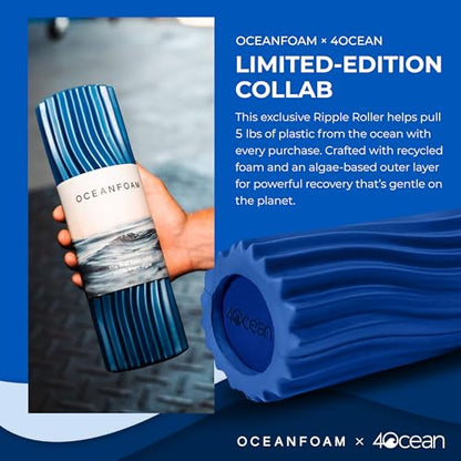 Oceanfoam x 4ocean Roller (Royal Blue) – Limited Edition Muscle Roller for Back Pain & Yoga - High Density Foam for Physical Therapy - Textured for Deep Tissue Massage