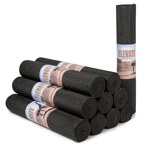 Elevate Bulk Extra Long Yoga Mats, 10 Pack, 72x24in | Bulk Non Slip Exercise Mats for Workout, Stretching, Fitness - Wholesale Non Toxic Gym Mats for Home, Schools and Studios - color: Black
