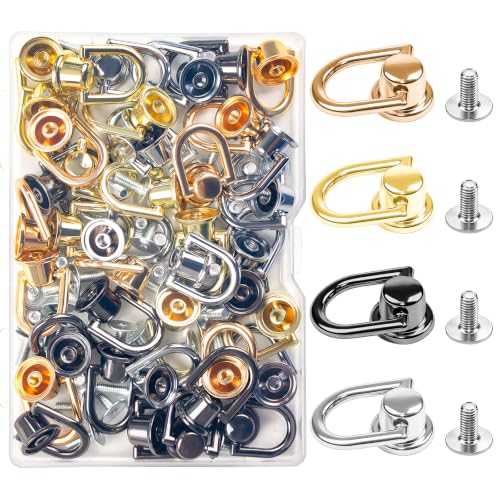 40Pcs D Rings for Purse,Metal D Rings for Bag Making, Purse Hardware for Handbags, Crossbody Straps, Leather Craft, DIY Bag Repair (4-Colors) - color: 4-Colors