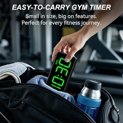 Acedeck Portable Gym Timer Clock: Fitness Digital Clock with Strong Magnet - color: Green+black