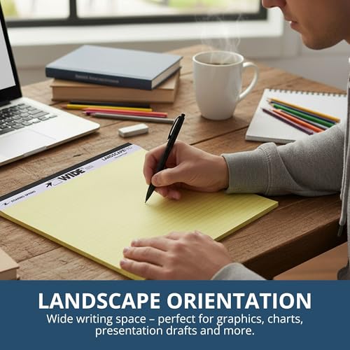 ROARING SPRING Wide Landscape Legal Pad, Canary Yellow, 36 Pads, 11" x 9.5", College-Ruled with Margin, 20 lb Recycled Paper, 40 Perforated Sheets, Made in USA - color: Canary, style: 36 Pads