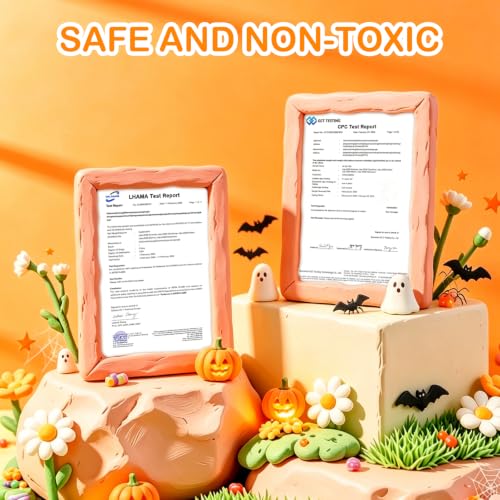 Air Dry Clay Kit - 12 Halloween Modeling Clay for Kids, Complete DIY Clay Craft Set with Sculpting Tools & Step-by-Step Tutorials, Ultra Soft & Non-Sticky Clay, Gift Ideas for Halloween - color: Clay Halloween Kit