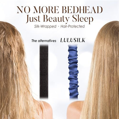 LULUSILK Mulberry Silk Sleep Eye Mask Blindfold with Elastic Strap Headband, Soft Eye Cover Eyeshade for Night Sleeping, Travel, Nap (Navy Blue) - color: Navy Blue