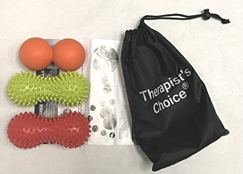 Therapist's Choice 3 Pack Peanut Ball Massage Kit- 2 in 1 Spiky Massage, 1 Double Peanut Lacrosse, Stress Reflexology, Porcupine Sensory Ball Set