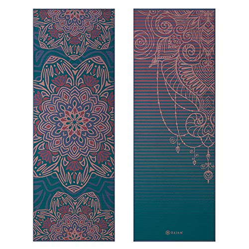 Gaiam Yoga Mat - Premium 6mm Print Reversible Extra Thick Non Slip Exercise & Fitness Mat for All Types of Yoga, Pilates & Floor Workouts (68" x 24" x 6mm Thick) - color: Jade Salutation