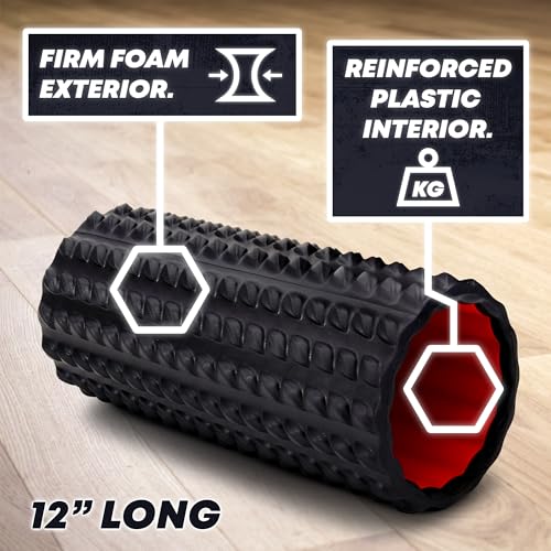 High Density Foam Roller for Physical Therapy – 12" High Density Exercise Roller for Back Pain Relief, Muscle Recovery & Deep Tissue Massage – Textured Muscle Roller - size: Long 12 Inch