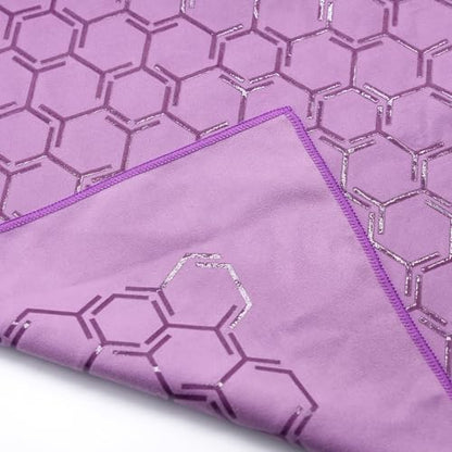 Eunzel Double Sided Silicone Yoga Mat Towel, 72" x 26.5" | Double-Sided Silicone Grip, Non Slip Surface, Absorbent Microfiber, Hot Yoga & Vinyasa - color: Purple
