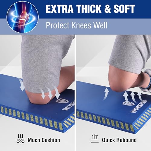 WORKPRO Extra Thick Kneeling Pad, Blue, 28 x 16 x 1.2in | Soft NBR Foam Knee Cushioning, Extra Large Foam Kneeler Mat, Suitable for Auto-Repair, Gardening, Workout Supplies - color: Blue