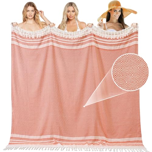 Extra Large Turkish Beach Towel Picnic Mat Throw Blanket Oversized Sandproof Boho Woven Summer Essential Yoga Accessories Park Patio Lawn Garden Grass Ground Play Music Festival Concert Must Have - color: Rustic, size: Giant Large 82''x88''