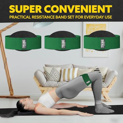 Fabric Resistance Bands for Working Out, 3-Pack for Legs and Glutes - color: Light Green