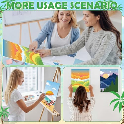 Blosssound 10 Set Pre Printed Canvas Pre Drawn Canvas Painting with Easel Kits 5" x 7" Outline Painting Panels for Beginners, DIY Craft Project, Home Decors(Summer) - style: Summer