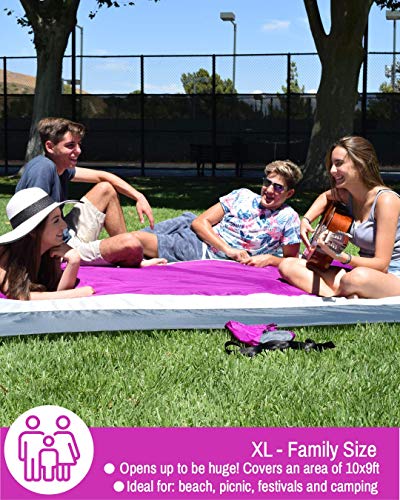 ECCOSOPHY Sandproof Beach Blanket, Oversized Sand Free Mat 9x10 ft - color: Purple