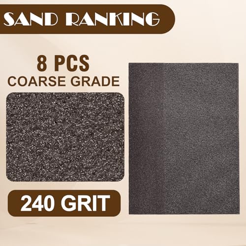 240 Grit Angled Sanding Blocks, Jamiikury Fine Sponge Sand Block Washable and Reusable, Wet & Dry Sandpaper Block for Wood Metal Drywall and Furniture Paint - Pack of 8 - size: 240 Grits