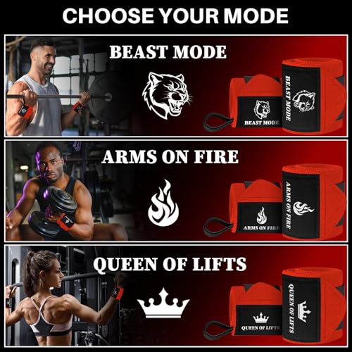 TECEUM Elastic Cotton Weightlifting Wrist Wraps with Thumb Loops, 1 Pair - color: Red, style: 12" – Arms on Fire