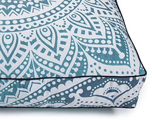 Popular Handicrafts Floor Pillow Cushion Cover - Hippie Mandala Square Ottoman Pouf Cover Indian Ombre Daybed Cotton Cushion Cover with Heavy Duty Zipper - Dog-Pets Bed, 22" Green Grey - color: Green and Grey, style: 22 Inchx 22 Inch Square Pillow cover