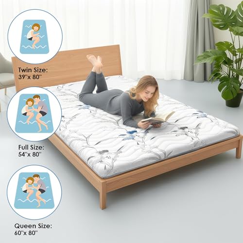 SCHNAUZER HOME Japanese Futon Floor Mattress Queen 3.5" Thick Ink Wash - color: Ink Wash White, size: Queen( 80 x 60 )